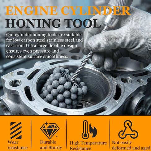 3 Inch Cylinder Hone Ball Brush – 240 Grit Silicon Carbide, Flexible Honing Tool for Deburring & Cross-Hatching, Ideal for Honing Cast Iron, Steel, and Stainless Steel Engine Cylinders in Kuwait