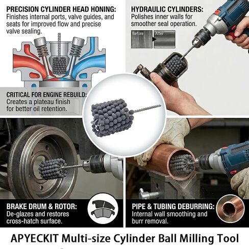 1 Inch (25.4mm) Cylinder Ball Hone Tool with 240 Grit Silicon Carbide, Professional Flexible Engine Hone for Honing & Deburring on Cast Iron, Steel, Mild Steel and Softer Ferrous Materials in Kuwait