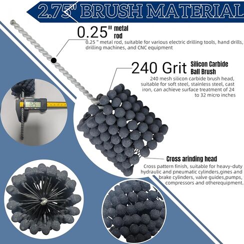 2.75'' (69.9mm Flexible Cylinder Hone, 240 Grit Silicon Carbide honing Tool for Engine Cylinder Honing, Fits 2.5"– 2.75" Bore Diameter, for Cast Iron, Stainless Steel， Soft Metals in Kuwait