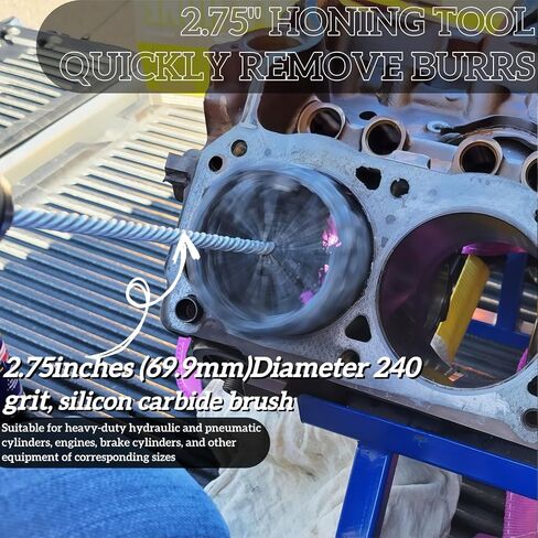 2.75'' (69.9mm Flexible Cylinder Hone, 240 Grit Silicon Carbide honing Tool for Engine Cylinder Honing, Fits 2.5"– 2.75" Bore Diameter, for Cast Iron, Stainless Steel， Soft Metals in Kuwait