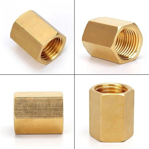 50Pcs 1/8 1/4 3/8 1/2 3/4 Inch Female Thread Brass Pipe Fittings Hex Nut Rod Connector Coupling(01-01) in Kuwait