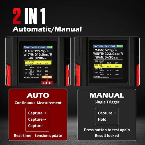 Sonic Belt Tension Meter, 999 Data Records Belt Tension Gauge with Manual/Automatic Ajustable Modes, 10Hz-5000Hz Measuring Range, TFT LCD Display for Belt Tensioner Tool in Kuwait
