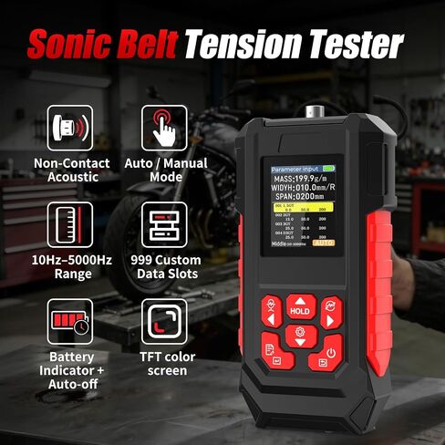 Sonic Belt Tension Meter, 999 Data Records Belt Tension Gauge with Manual/Automatic Ajustable Modes, 10Hz-5000Hz Measuring Range, TFT LCD Display for Belt Tensioner Tool in Kuwait