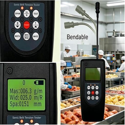 Digital Motor Tensiometer Belt, Belt Tension Meter Tester with LCD Display, 10-500hz High Accuracy ±1hz, 20 Parameter Memory Dual Unit Display, for Industrial Machinery Belt Tension Adjustment in Kuwait