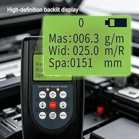 Digital Motor Tensiometer Belt, Belt Tension Meter Tester with LCD Display, 10-500hz High Accuracy ±1hz, 20 Parameter Memory Dual Unit Display, for Industrial Machinery Belt Tension Adjustment in Kuwait