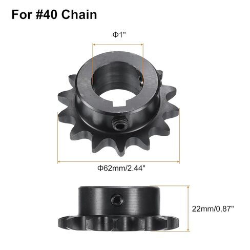 uxcell #40 Chain Roller Sprocket B Type, 1" Bore 14 Tooth Single Strand Chain Sprocket, Carbon Steel, Keyway with Set Screws in Kuwait