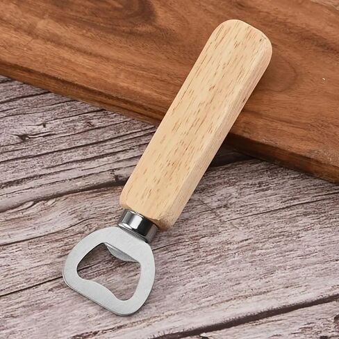 1 Pack Creative Stainless Steel Bottle Opener with Wooden Handle, Durable Beer Opener for Home and KTV, Easy-Grip Portable Bottle Opener in Kuwait