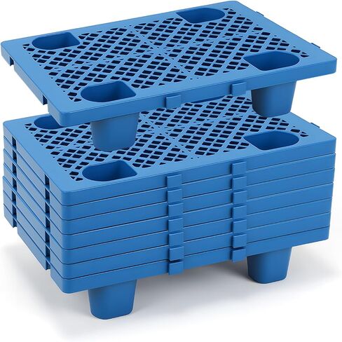 Plastic Pallets for Basement Storage -8 Pcs Pallets for Storage Locker with Breathable Grids for Restaurant Kitchen Supermarket, Nestable Interlocking Lightweight-23.6"L × 15.7"W × 4.9"H (Black) in Kuwait