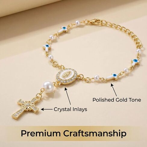Car Rosary for Rearview Mirror,Cross Rearview Mirror Auto Rosary Beads Car Medal and Cross Hanging Accessories for Mirror Interior Decors for Women Men in Saudi Arabia