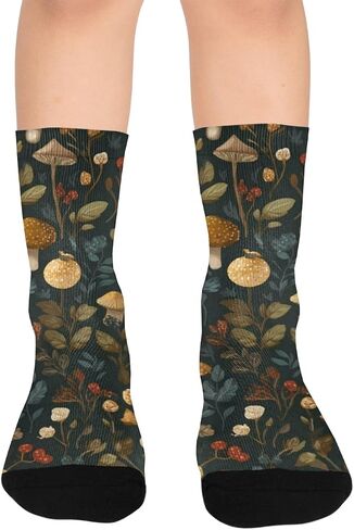 Mushroom Forest Pattern Hiking Socks - Toddler Boys & Girls Warm Thick Thermal Winter Crew Socks for School, Daily Wear & Outdoor Activities in Kuwait