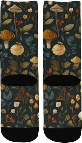 Mushroom Forest Pattern Hiking Socks - Toddler Boys & Girls Warm Thick Thermal Winter Crew Socks for School, Daily Wear & Outdoor Activities in Kuwait
