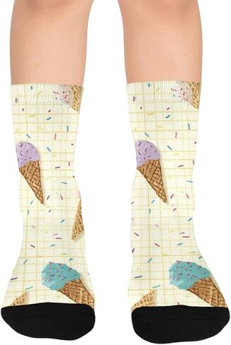 Colorful Ice Cream Cone Hiking Socks - Toddler Boys & Girls Warm Thick Thermal Winter Crew Socks for School, Daily Wear & Outdoor Activities in Kuwait