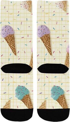 Colorful Ice Cream Cone Hiking Socks - Toddler Boys & Girls Warm Thick Thermal Winter Crew Socks for School, Daily Wear & Outdoor Activities in Kuwait