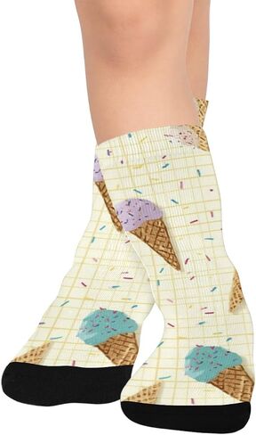 Colorful Ice Cream Cone Hiking Socks - Toddler Boys & Girls Warm Thick Thermal Winter Crew Socks for School, Daily Wear & Outdoor Activities in Kuwait