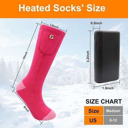 MMlove Pink+Green Heated Socks for Girls,Boys in Kuwait