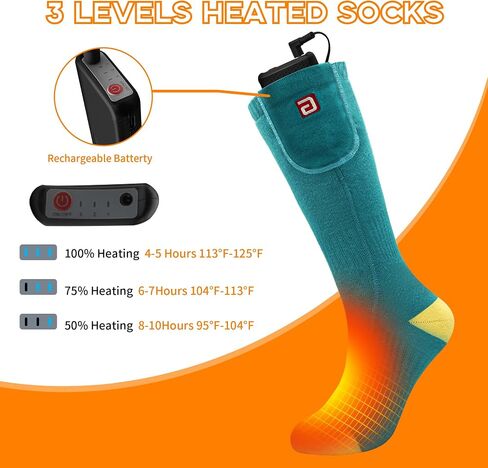 MMlove Pink+Green Heated Socks for Girls,Boys in Kuwait