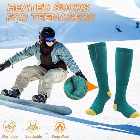 MMlove Pink+Green Heated Socks for Girls,Boys in Kuwait