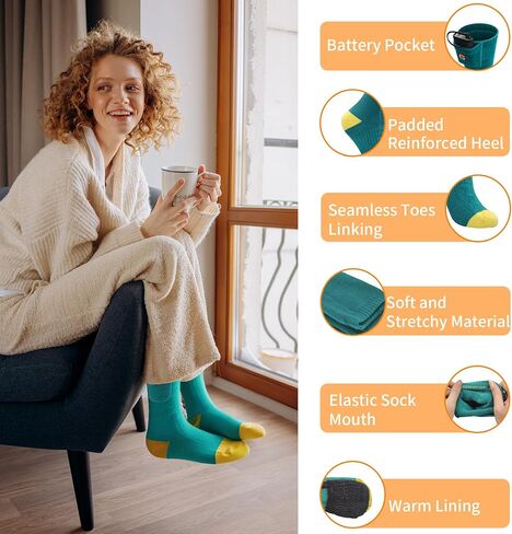 MMlove Pink+Green Heated Socks for Girls,Boys in Kuwait
