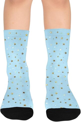 Soft Blue Gold Star Hiking Socks - Toddler Boys & Girls Warm Thick Thermal Winter Crew Socks for School, Daily Wear & Outdoor Activities in Kuwait