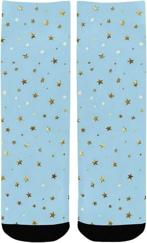 Soft Blue Gold Star Hiking Socks - Toddler Boys & Girls Warm Thick Thermal Winter Crew Socks for School, Daily Wear & Outdoor Activities in Kuwait