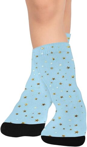 Soft Blue Gold Star Hiking Socks - Toddler Boys & Girls Warm Thick Thermal Winter Crew Socks for School, Daily Wear & Outdoor Activities in Kuwait