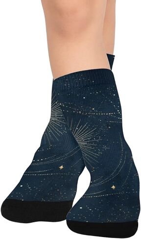 Gold Moon Print Dark Hiking Socks - Toddler Boys & Girls Warm Thick Thermal Winter Crew Socks for School, Daily Wear & Outdoor Activities in Kuwait