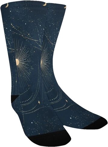 Gold Moon Print Dark Hiking Socks - Toddler Boys & Girls Warm Thick Thermal Winter Crew Socks for School, Daily Wear & Outdoor Activities in Kuwait
