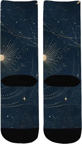 Gold Moon Print Dark Hiking Socks - Toddler Boys & Girls Warm Thick Thermal Winter Crew Socks for School, Daily Wear & Outdoor Activities in Kuwait