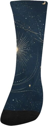 Gold Moon Print Dark Hiking Socks - Toddler Boys & Girls Warm Thick Thermal Winter Crew Socks for School, Daily Wear & Outdoor Activities in Kuwait