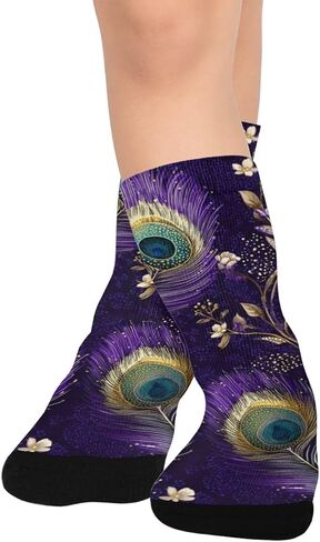 Regal Peacock Feathers Hiking Socks - Toddler Boys & Girls Warm Thick Thermal Winter Crew Socks for School, Daily Wear & Outdoor Activities in Kuwait