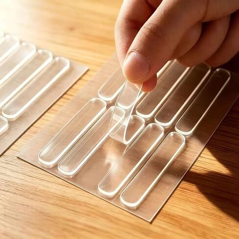 10 Pcs Cabinet Door Bumpers, 2.55*0.39in Clear Self Adhesive Buffer Pads for Cabinets Drawers & Furniture, Silicone Anti Scratch Protection Strips Sound Dampening Pads for Doors Refrigerator Home Use in Kuwait
