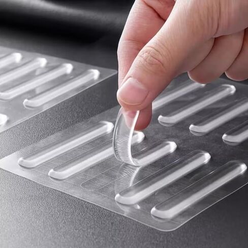 10 Pcs Cabinet Door Bumpers, 2.55*0.39in Clear Self Adhesive Buffer Pads for Cabinets Drawers & Furniture, Silicone Anti Scratch Protection Strips Sound Dampening Pads for Doors Refrigerator Home Use in Kuwait