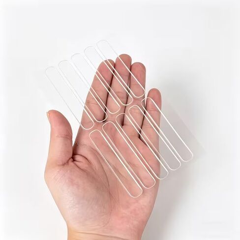 10 Pcs Cabinet Door Bumpers, 2.55*0.39in Clear Self Adhesive Buffer Pads for Cabinets Drawers & Furniture, Silicone Anti Scratch Protection Strips Sound Dampening Pads for Doors Refrigerator Home Use in Kuwait