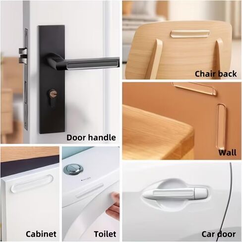 10 Pcs Cabinet Door Bumpers, 2.55*0.39in Clear Self Adhesive Buffer Pads for Cabinets Drawers & Furniture, Silicone Anti Scratch Protection Strips Sound Dampening Pads for Doors Refrigerator Home Use in Kuwait