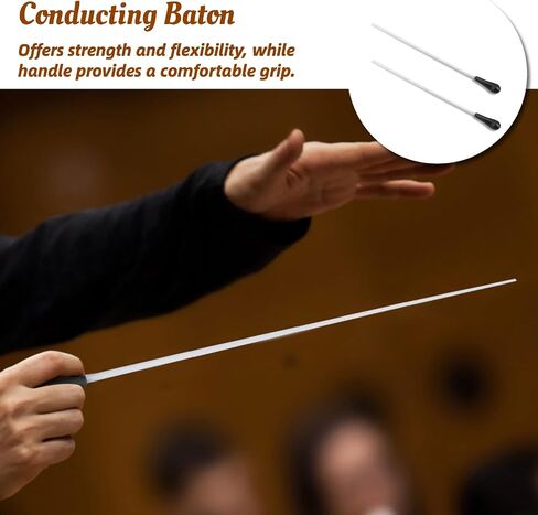 2 PCS Conducting Baton, Professional Conductor Baton Lightweight Music Conductor Stick Wand Conducting Stick with Handle for Choral Orchestral Concerts (Black) in Kuwait