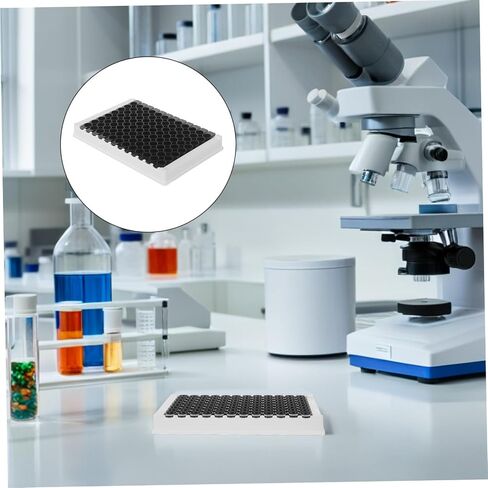 NOLITOY 96 Well Plate Black Frame with 360μl Capacity Per Well Medium-Binding Polystyrene Microplate for Chemical Analysis Lab Automation and Reusable Detachable Plastic Microplate in Kuwait