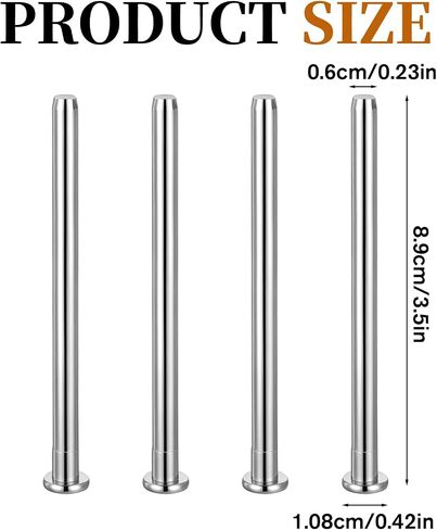 4 Pcs 3.5 Inch Door Hinge Pin, Silver Stainless Steel Door Pins for Repair and Replacement Internal Safety Devices Self-Closing Doors Kitchen Garage Doors Hinges in Kuwait