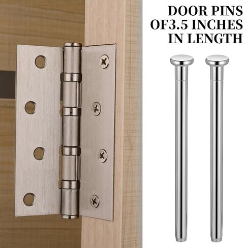 4 Pcs 3.5 Inch Door Hinge Pin, Silver Stainless Steel Door Pins for Repair and Replacement Internal Safety Devices Self-Closing Doors Kitchen Garage Doors Hinges in Kuwait
