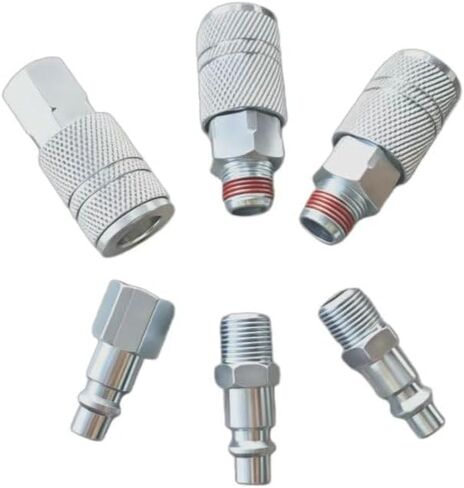 3/8 Inch Body Air Hose Quick Connect Fittings,Industrial M-Type, 3/8" NPT Threads Couplers and Plugs,I/M Industrial Type 6PCS Air Compressor Accessories Kit in Kuwait