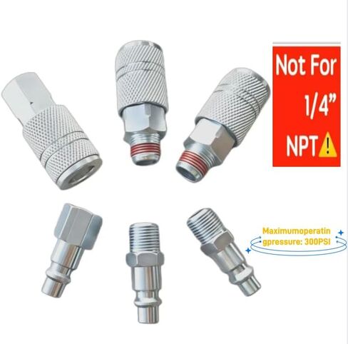 3/8 Inch Body Air Hose Quick Connect Fittings,Industrial M-Type, 3/8" NPT Threads Couplers and Plugs,I/M Industrial Type 6PCS Air Compressor Accessories Kit in Kuwait