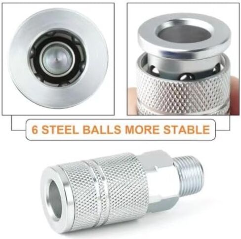 3/8 Inch Body Air Hose Quick Connect Fittings,Industrial M-Type, 3/8" NPT Threads Couplers and Plugs,I/M Industrial Type 6PCS Air Compressor Accessories Kit in Kuwait