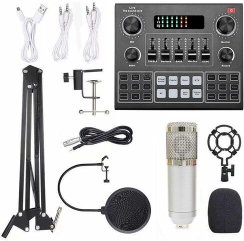 ZJchao Pro Streaming Bundle Compact USB Mixer for Podcasters Streamers Mic Headphone Phone PC Support Silver DJ Control Board in Kuwait