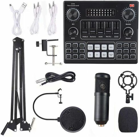 ZJchao Pro Streaming Bundle Compact USB Mixer for Podcasters Streamers Mic Headphone Phone PC Support Silver DJ Control Board in Kuwait