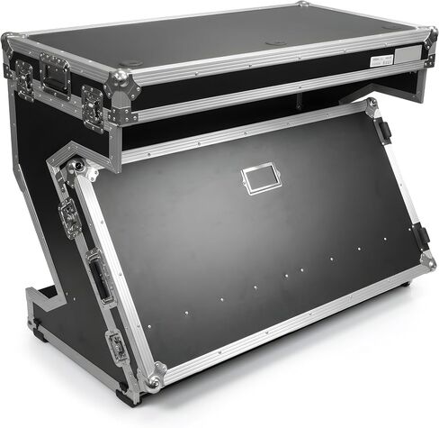DeeJay Led Stackable Folding DJ Table, Pro ATA-300 Flight Case Workstation with Bottom Storage Shelf, Cable Management & Wheels, Heavy Duty Mobile DJ Booth for Events & Travel - TBHZTABLE in Kuwait
