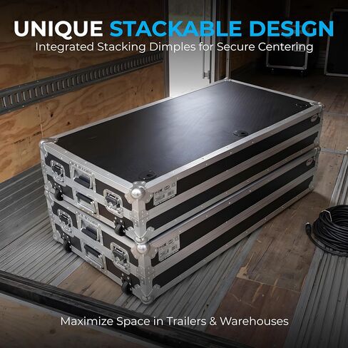 DeeJay Led Stackable Folding DJ Table, Pro ATA-300 Flight Case Workstation with Bottom Storage Shelf, Cable Management & Wheels, Heavy Duty Mobile DJ Booth for Events & Travel - TBHZTABLE in Kuwait