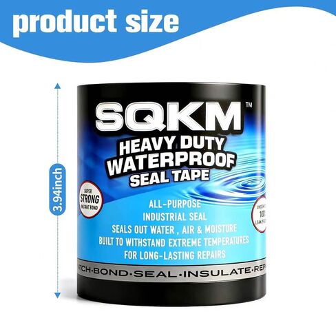 Waterproof Tape, Clear Thick Flexible Rubberized, Strong Adhesive Underwater Seal, Weather Resistant Leak Repair Tape - 3.94 in x 9.8 ft (1 Pack) for Indoor Outdoor Home RV Roof Plumbing Pool in Kuwait