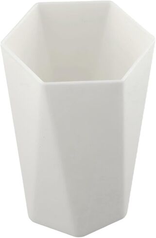 Rhombus Wash Cup for Home Bathroom, Portable Plastic Tooth Mug with Smooth for Daily Washing and Drinking Use, Lightweight PP Material(White) in Kuwait