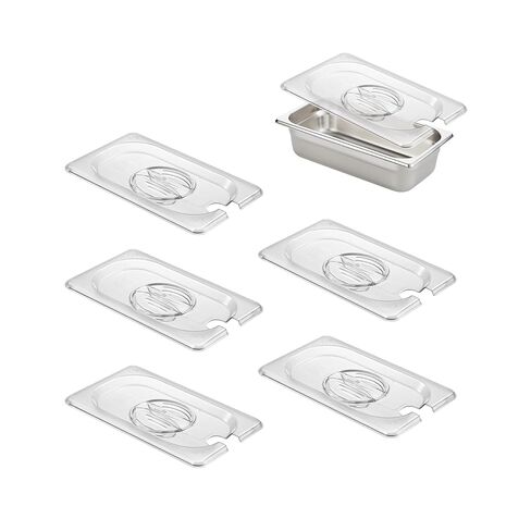 HECMAC 6-Pack 1/9 Size Slotted Hotel Pan Clear Cover, Only for Stainless Steel Food Pan, Polycarbonate in Kuwait