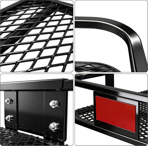 KEIKI Heavy Duty Folding Hitch Mount Cargo Carrier | 500lbs Folding Hitch Cargo Carrier Basket with Stabilizer, Waterproof Bag, Net, Straps, Lock for SUV Pickup, Black in Kuwait