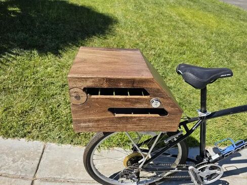 Wooden Bike Rear Storage Box with Combination Lock, Secure Wood Bicycle Cargo Case for Outdoor Cycling, Handmade Bike Storage Crate for Riding Gear in Kuwait